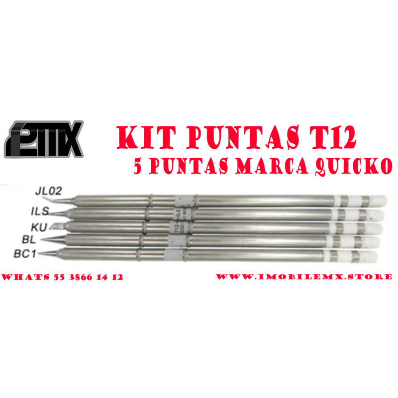 KIT PUNTAS CAUTIN T12 5 PIEZAS 1xJL02 1xILS 1xKU 1XBL 1XBC1