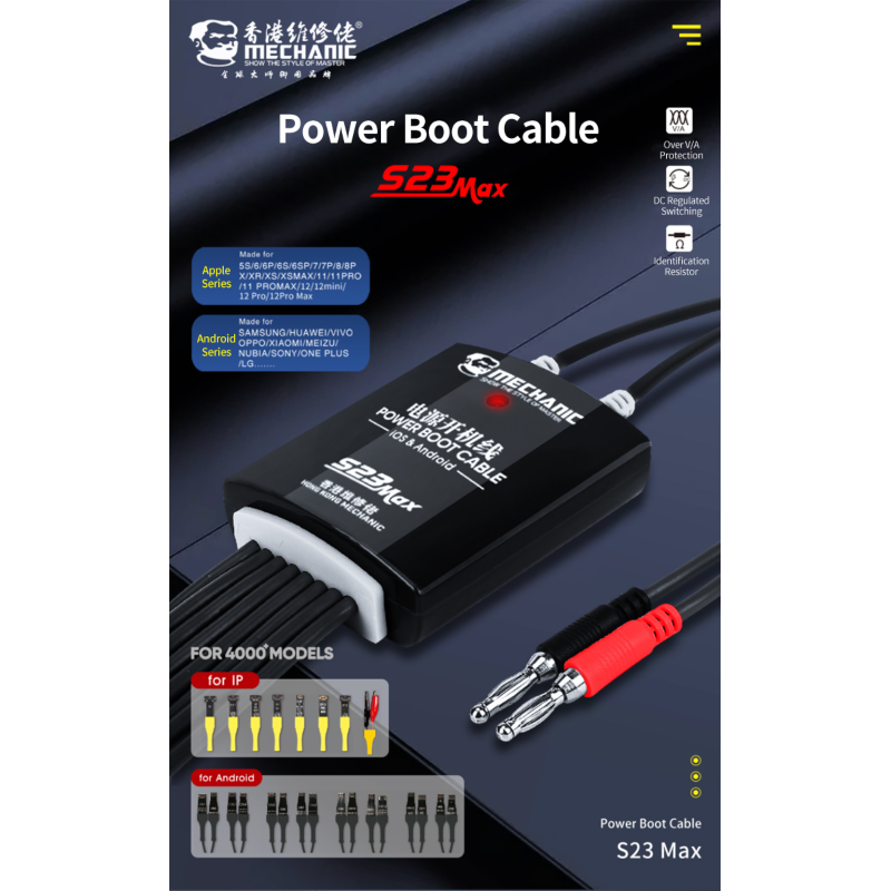 MECHANIC S23 MAX IPHONE Y ANDROID 4000 MODELOS CABLE DE ALIMENTACION PARA FUENTE DE PODER