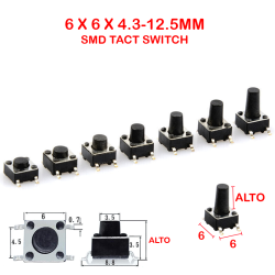 BOTON PULSADOR SMD TACT SWITCH LSH 1301.9319 6 X 6 X 9.5 MM