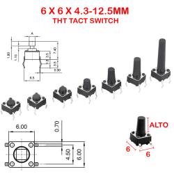 BOTON PULSADOR THT LPH TACT SWITCH LSH 1301.9305 6 X 6 X 8 MM